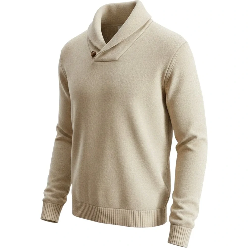 Jos. A. Bank Executive Collection Mens Beige Cotton Shawl Collar Sweater L‎ F15